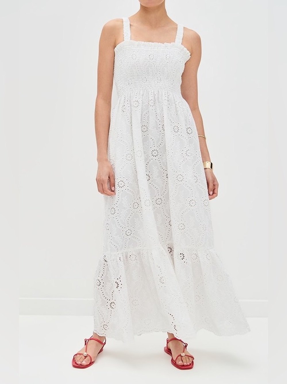 NWOT Hill House Anjuli Nap Dress Smocked Eyelet White Maxi Small